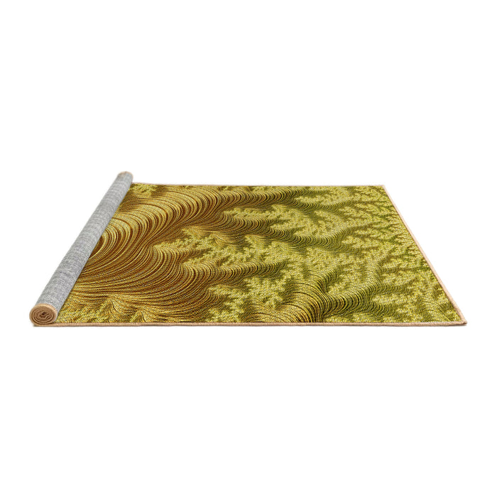 Sideview of Machine Washable Transitional Golden Brown Yellow Rug, wshpat1403yw