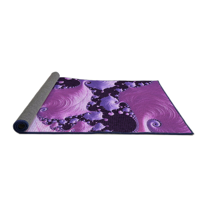 Thickness of Patterned Dark Magenta Purple Rug, pat1404pur