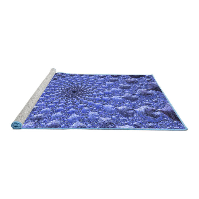 Sideview of Machine Washable Transitional Sky Blue Rug, wshpat1405blu