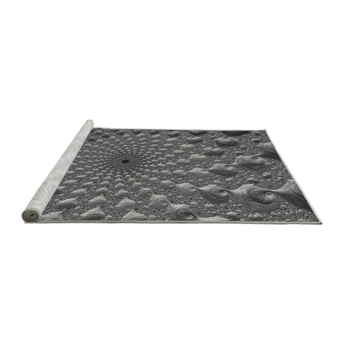 Sideview of Machine Washable Transitional Gunmetal Gray Rug, wshpat1405gry