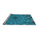 Sideview of Machine Washable Transitional Teal Green Rug, wshpat1405lblu