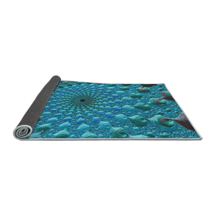 Thickness of Patterned Teal Green Rug, pat1405lblu