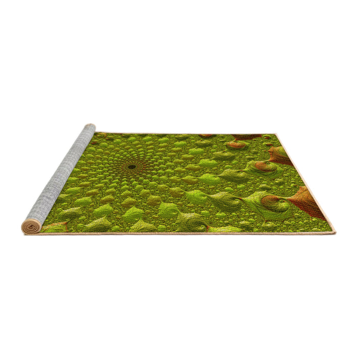 Sideview of Machine Washable Transitional Pistachio Green Rug, wshpat1405yw