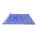 Sideview of Machine Washable Transitional Sky Blue Rug, wshpat1406blu