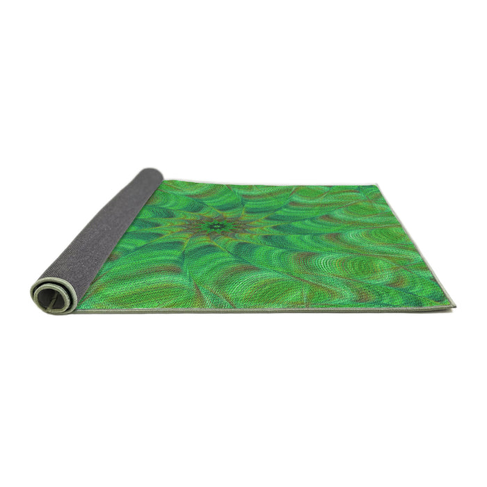 Thickness of Patterned Neon Green Rug, pat1406grn