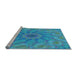 Sideview of Machine Washable Transitional Bright Turquoise Blue Rug, wshpat1406lblu