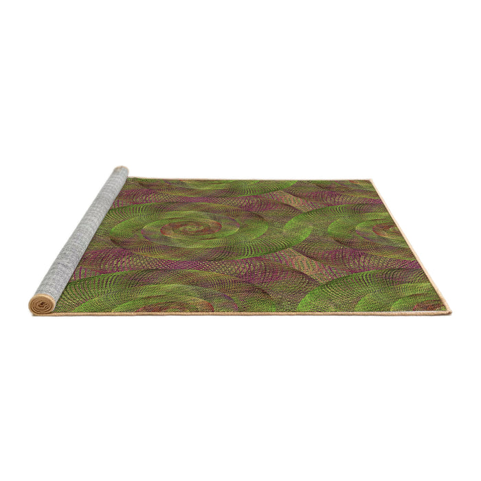Sideview of Machine Washable Transitional Dark Yellow Green Rug, wshpat1407brn