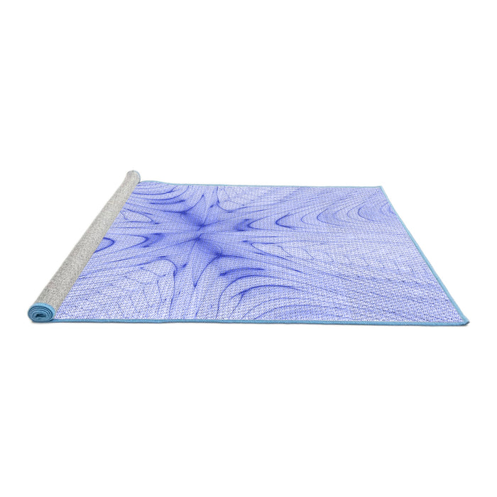 Sideview of Machine Washable Transitional Sky Blue Rug, wshpat1408blu
