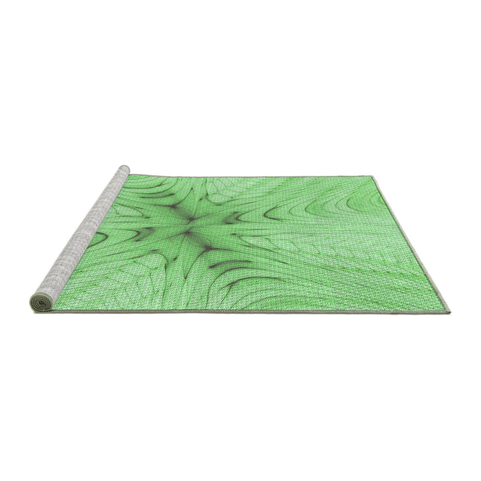 Sideview of Machine Washable Transitional Jade Green Rug, wshpat1408grn
