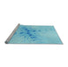 Sideview of Machine Washable Transitional Blue Rug, wshpat1408lblu