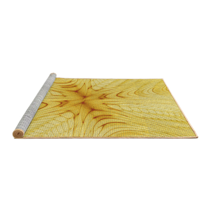 Sideview of Machine Washable Transitional Bold Yellow Rug, wshpat1408yw