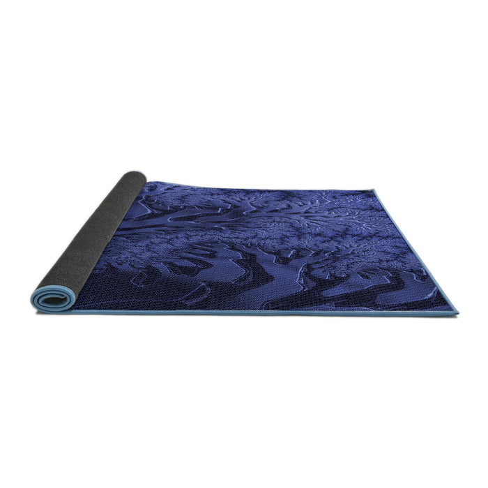 Thickness of Patterned Royal Blue Rug, pat1409blu