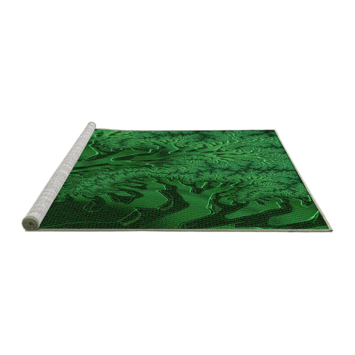 Sideview of Machine Washable Transitional Deep Emerald Green Rug, wshpat1409grn