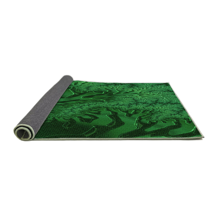 Thickness of Patterned Deep Emerald Green Rug, pat1409grn
