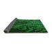 Thickness of Patterned Deep Emerald Green Rug, pat1409grn