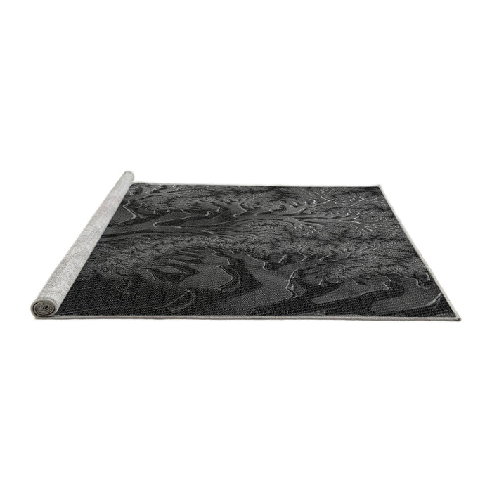 Sideview of Machine Washable Transitional Midnight Gray Rug, wshpat1409gry