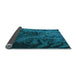 Thickness of Patterned Dark Turquoise Green Rug, pat1409lblu