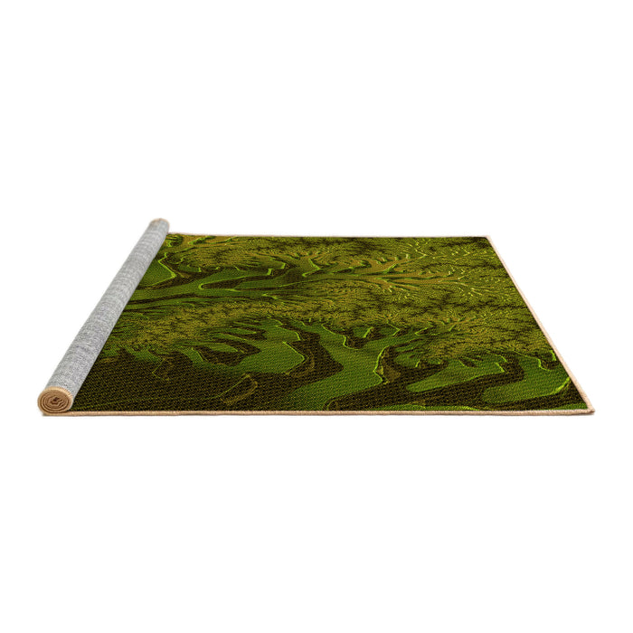 Sideview of Machine Washable Transitional Olive Green Rug, wshpat1409yw
