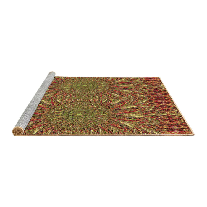 Sideview of Machine Washable Transitional Caramel Brown Rug, wshpat141brn