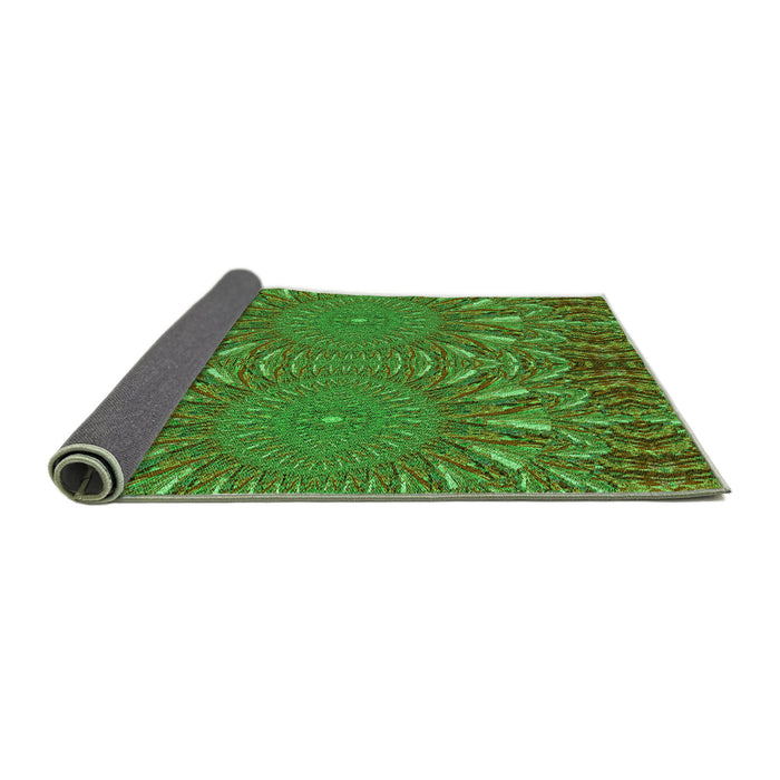 Thickness of Patterned Army Green Rug, pat141grn