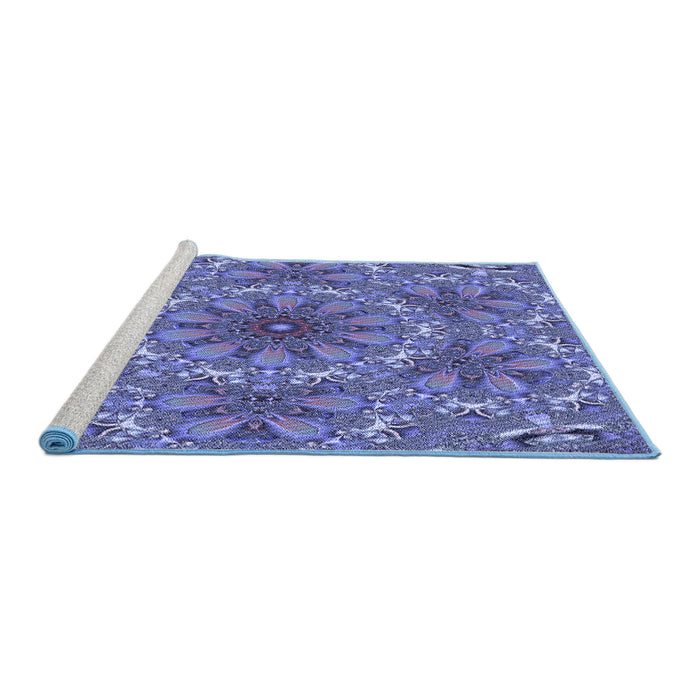 Sideview of Machine Washable Transitional Sky Blue Rug, wshpat1410blu