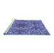 Sideview of Machine Washable Transitional Sky Blue Rug, wshpat1410blu