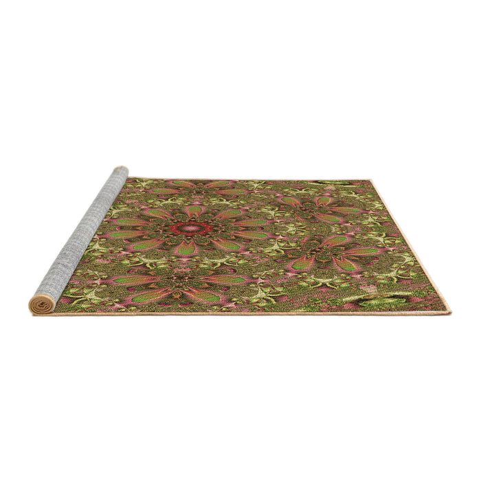 Sideview of Machine Washable Transitional Caramel Brown Rug, wshpat1410brn