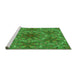 Sideview of Machine Washable Transitional Neon Green Rug, wshpat1410grn