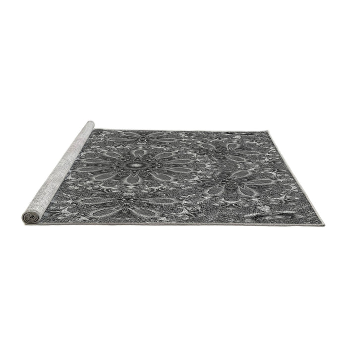 Sideview of Machine Washable Transitional Gray Rug, wshpat1410gry