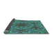 Thickness of Patterned Blue Moss Green Rug, pat1410lblu