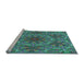 Sideview of Machine Washable Transitional Blue Moss Green Rug, wshpat1410lblu