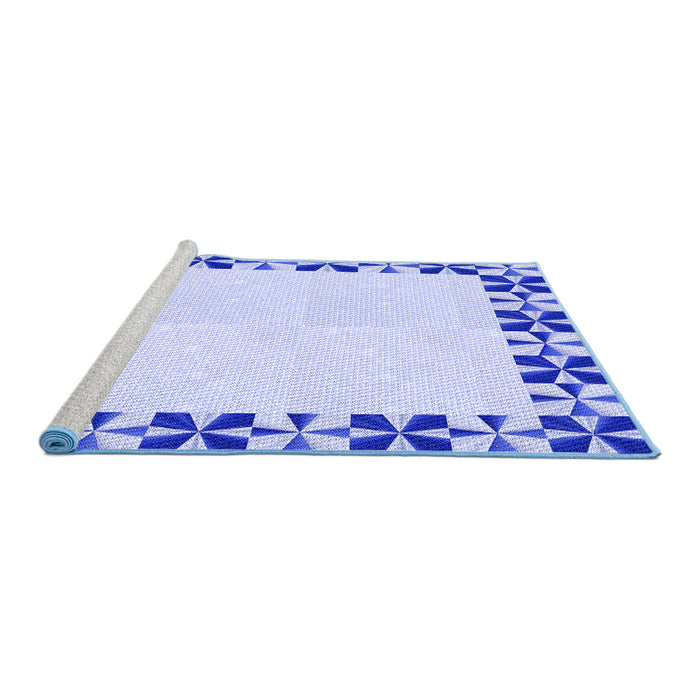 Sideview of Machine Washable Transitional Lavender Blue Rug, wshpat1411blu