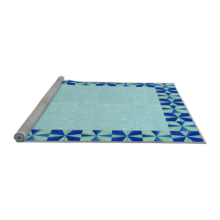 Sideview of Machine Washable Transitional Blue Rug, wshpat1411lblu