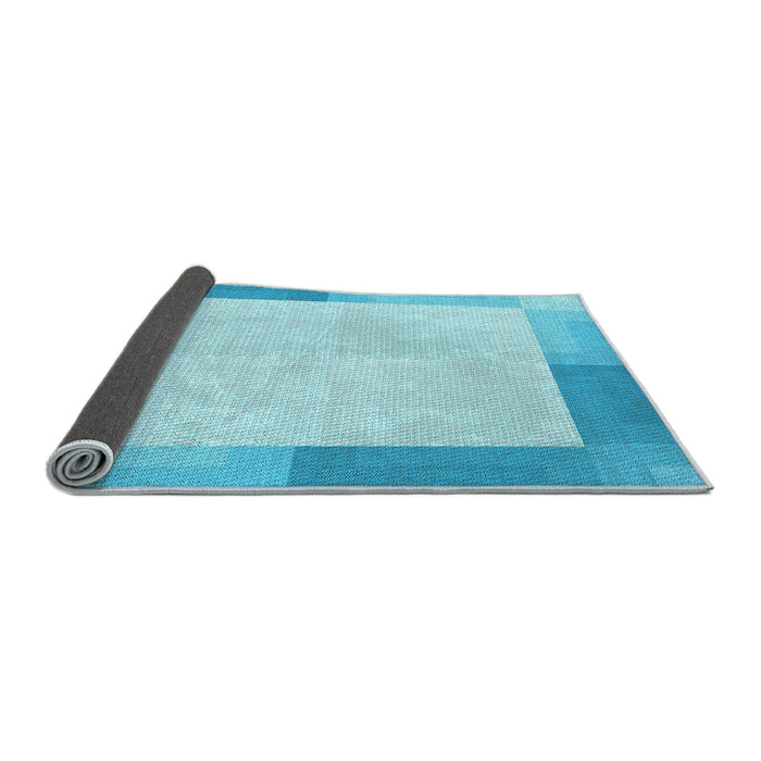 Thickness of Patterned Bright Turquoise Blue Rug, pat1412lblu