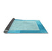 Thickness of Patterned Bright Turquoise Blue Rug, pat1412lblu