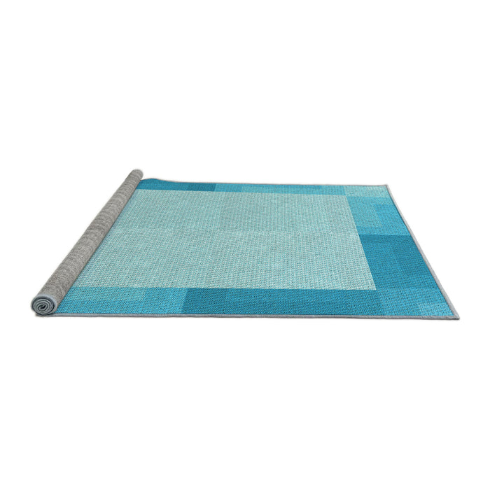 Sideview of Machine Washable Transitional Bright Turquoise Blue Rug, wshpat1412lblu