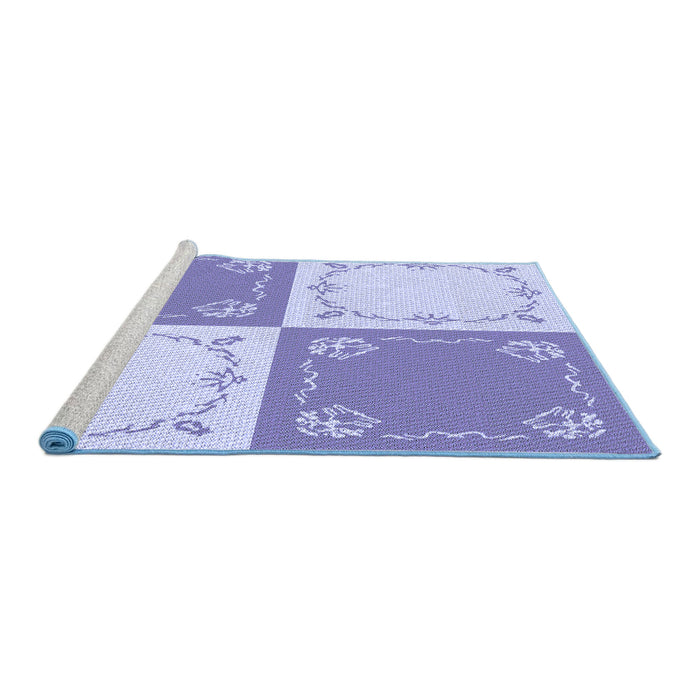 Sideview of Machine Washable Transitional Medium Slate Blue Rug, wshpat1413blu