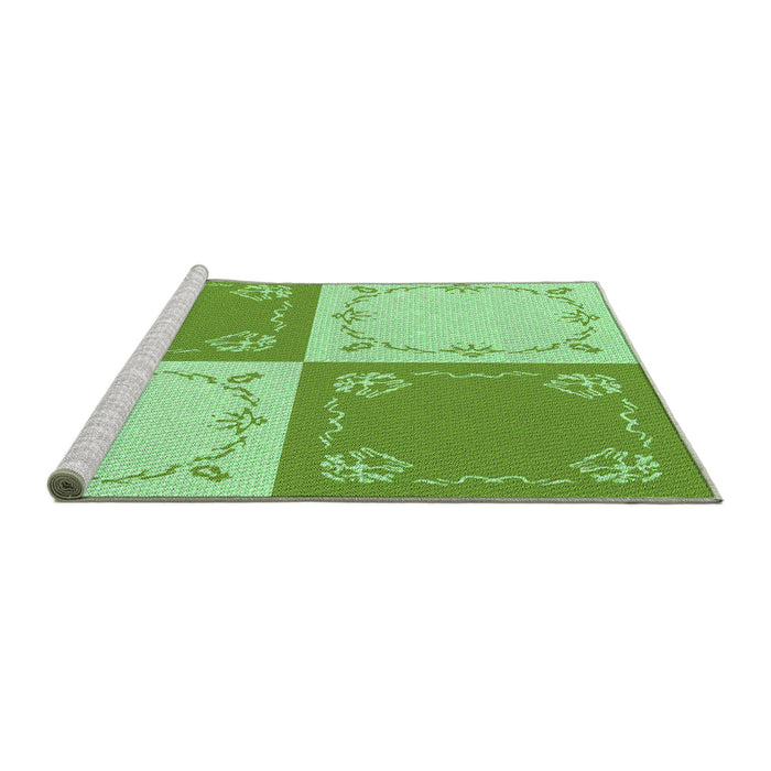 Sideview of Machine Washable Transitional Jade Green Rug, wshpat1413grn