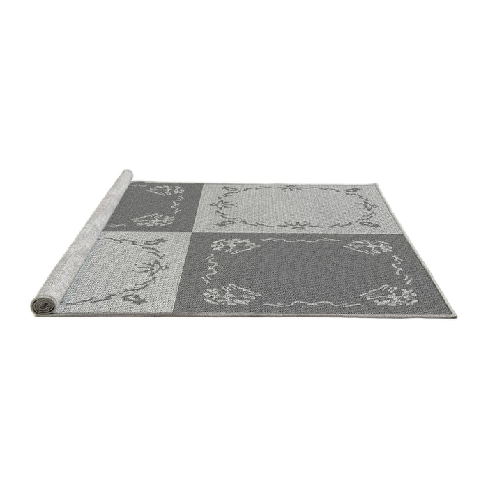 Sideview of Machine Washable Transitional Platinum Gray Rug, wshpat1413gry