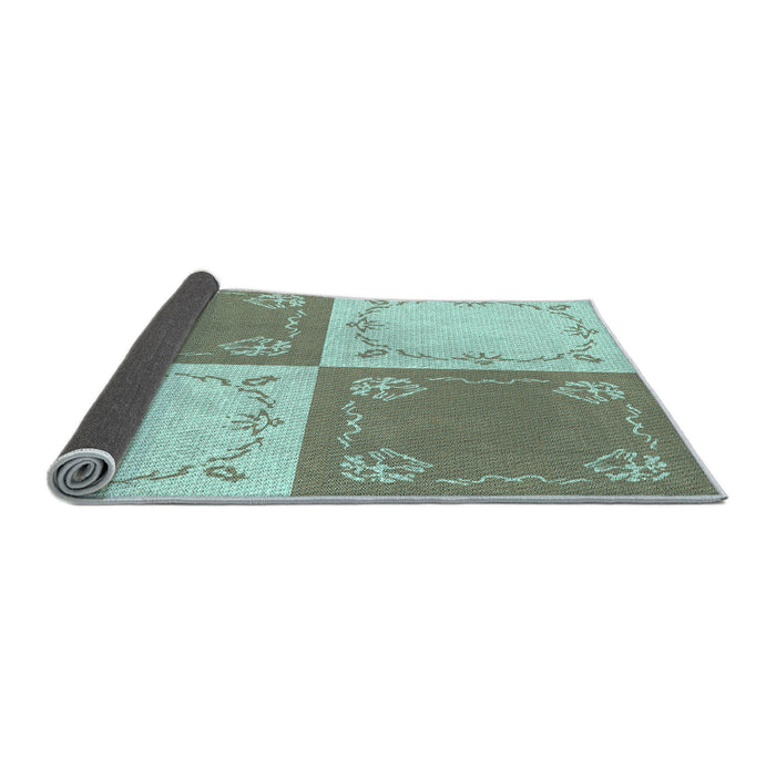Thickness of Patterned Camouflage Green Rug, pat1413lblu