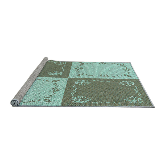 Sideview of Machine Washable Transitional Camouflage Green Rug, wshpat1413lblu