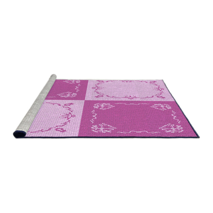 Sideview of Machine Washable Transitional Blossom Pink Rug, wshpat1413pur