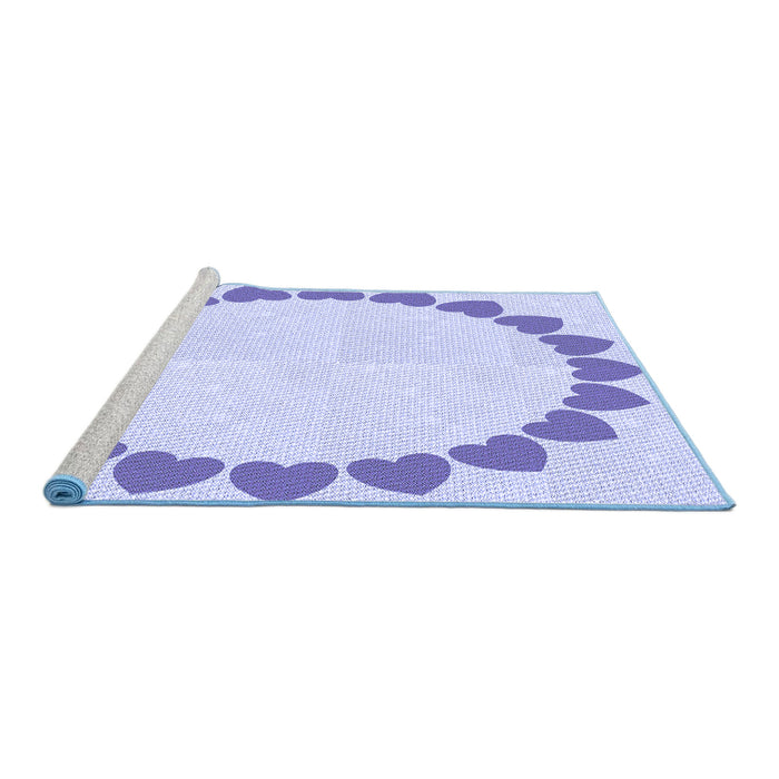 Sideview of Machine Washable Transitional Lavender Blue Rug, wshpat1414blu