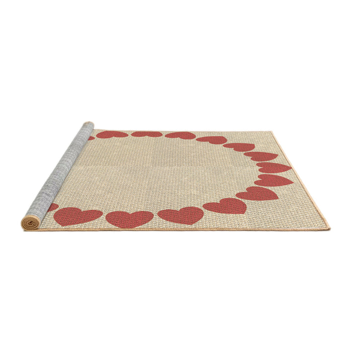 Sideview of Machine Washable Transitional Sunrise Orange Rug, wshpat1414brn