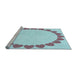 Sideview of Machine Washable Transitional Columbia Blue Rug, wshpat1414lblu