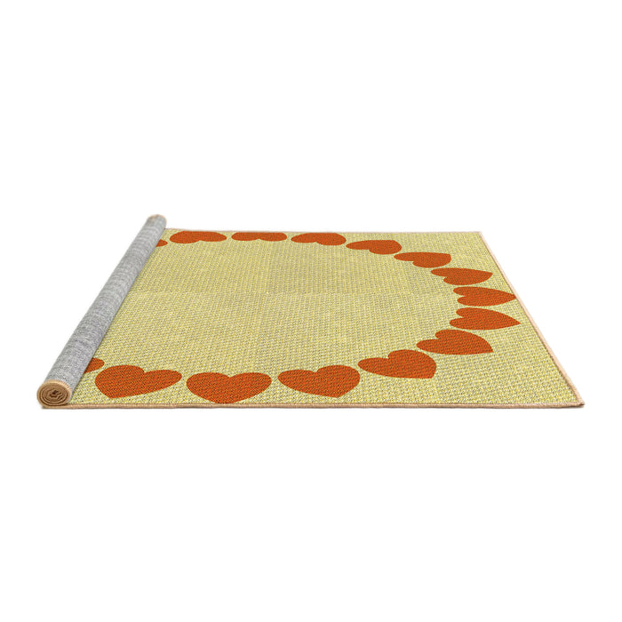 Sideview of Machine Washable Transitional Orange Rug, wshpat1414yw