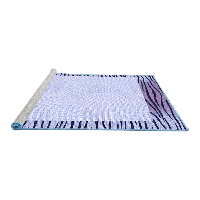 Sideview of Machine Washable Transitional Blue Rug, wshpat1415blu