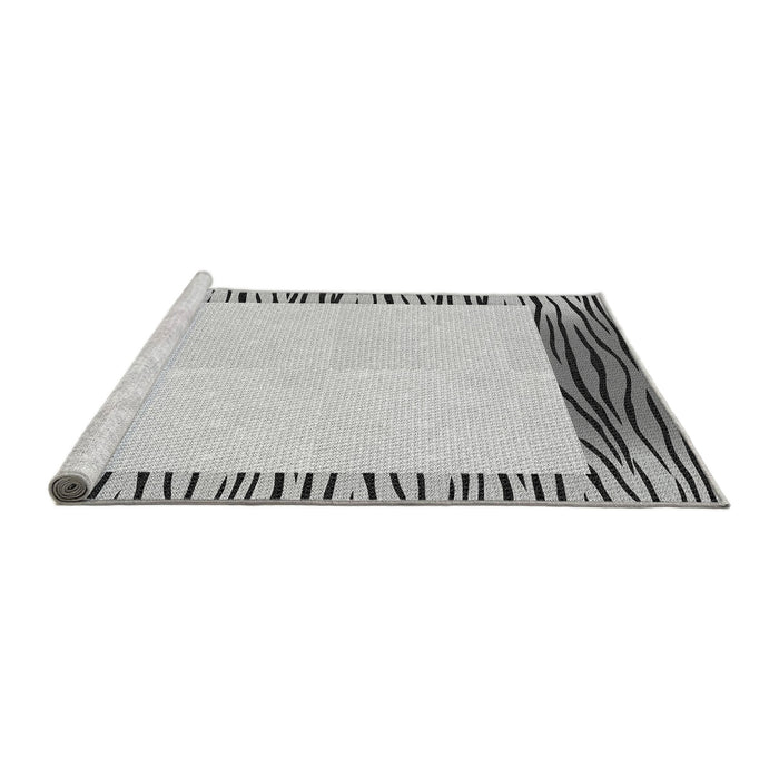 Sideview of Machine Washable Transitional Platinum Gray Rug, wshpat1415gry