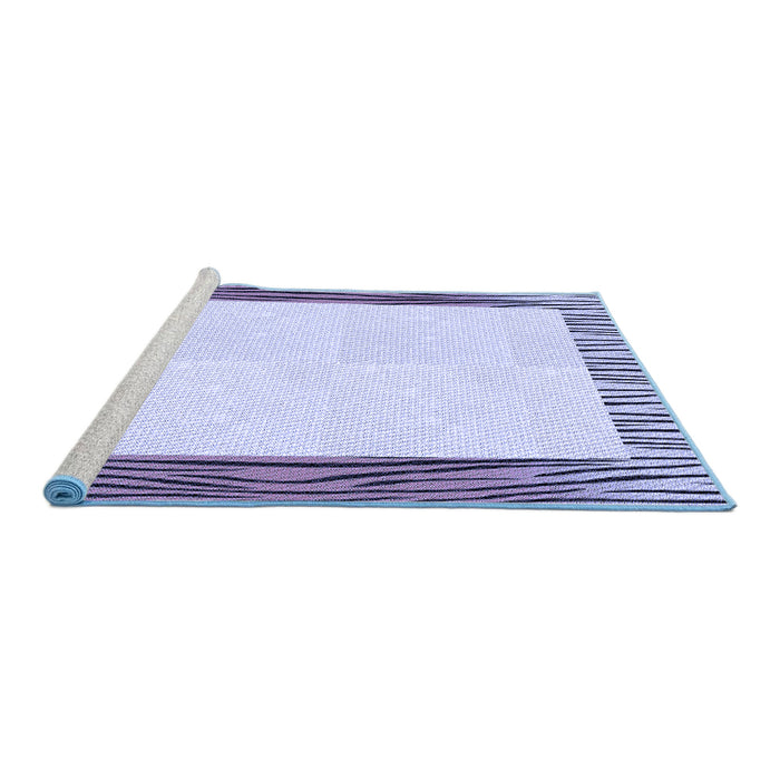 Sideview of Machine Washable Transitional Blue Rug, wshpat1416blu