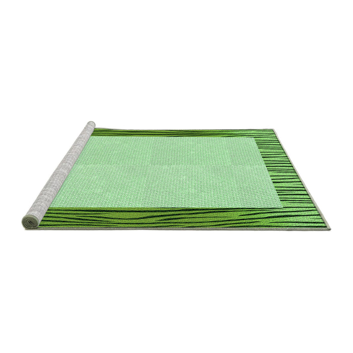 Sideview of Machine Washable Transitional Green Rug, wshpat1416grn